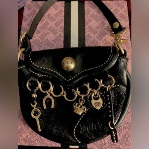 Juicy Couture Black Leather Charm Bag.